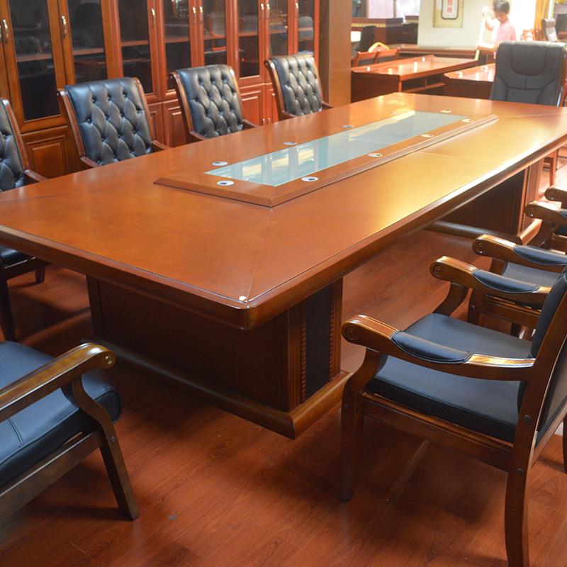 实木会议桌烤漆洽式长条桌大型简约现代中办待公H-4203接培训谈条