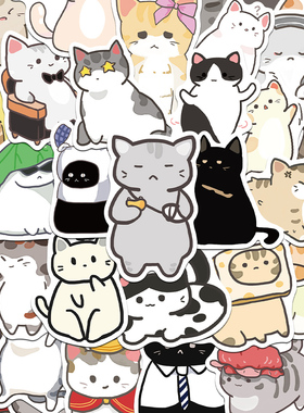 110张Q般猫meme贴纸趣味ins风儿童装饰手账桌面手机壳笔记本