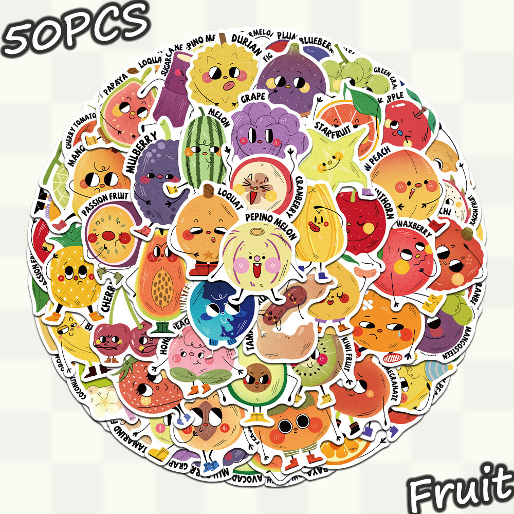 100张绘本风水果贴纸儿童趣味手绘ins风装饰手账桌面手机壳笔记本
