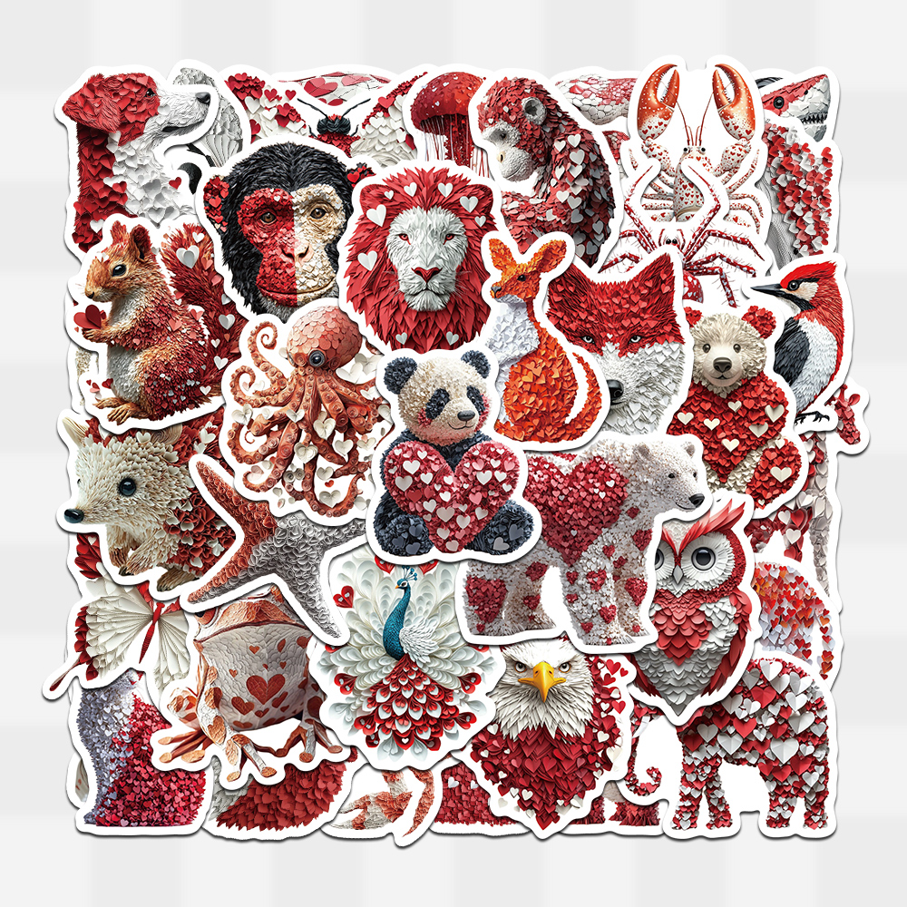 100张纸心动物设计贴纸趣味ins风儿童装饰手账桌面手机壳笔记本