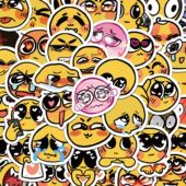 180张原创可爱卡通小黄脸emoji小贴纸高颜值表情包pvc防水贴纸diy