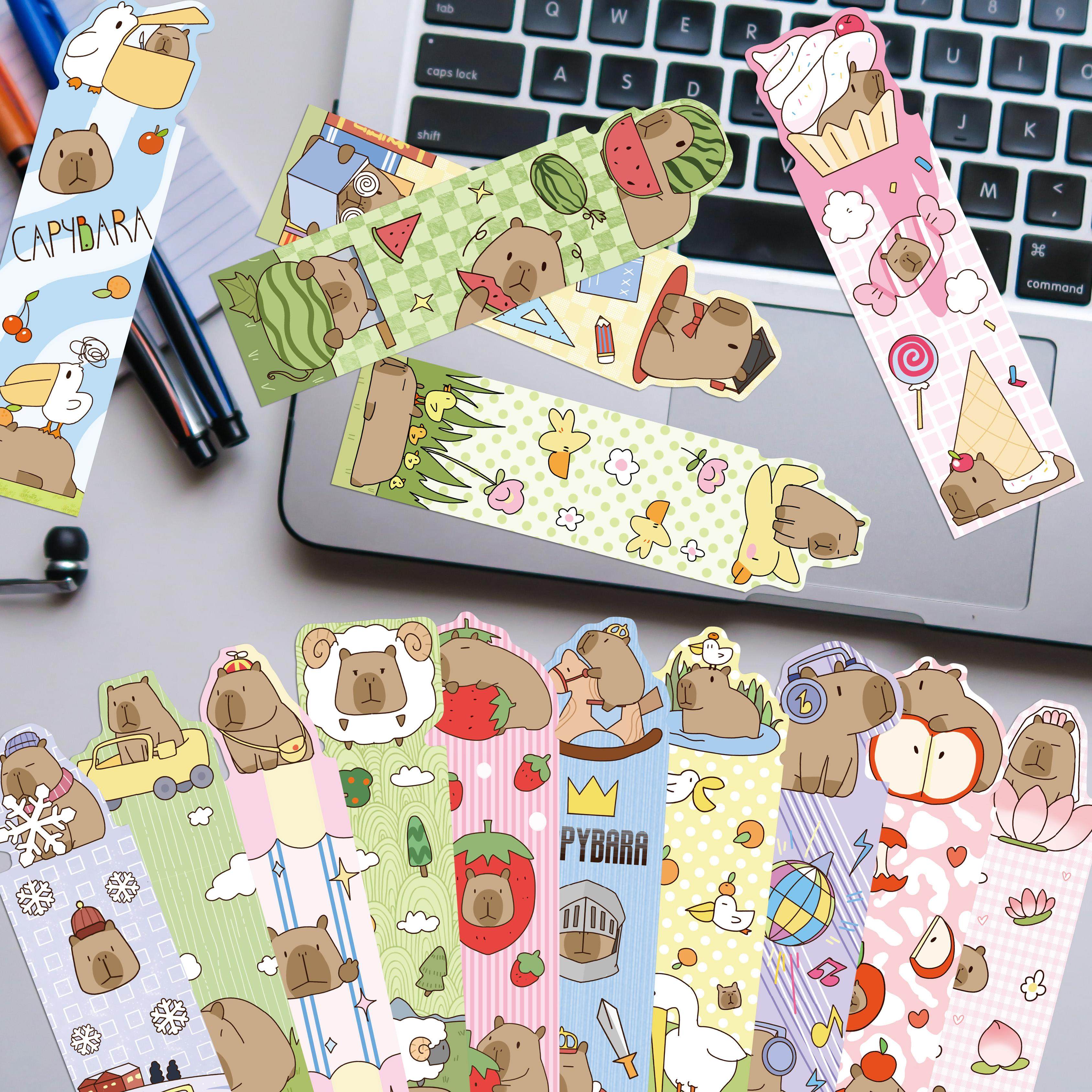 30张可爱卡皮巴拉书签纸质卡通可爱卡片书页标记阅读精致装饰书签,文具电教/文化用品/商务用品,书签,淘宝优惠券,粉丝福利购,淘宝优惠卷