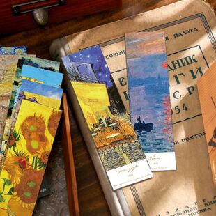 30张梵高油画艺术画复古风书签抽象个性创意背景书籍装饰diy书签