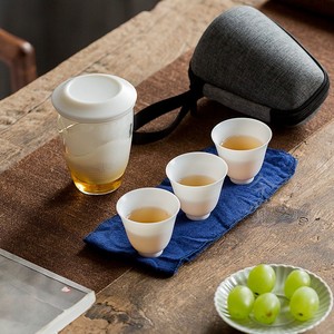 今觉羊脂玉瓷快客杯旅行茶具户外喝茶装备随身便携式茶壶一壶三杯