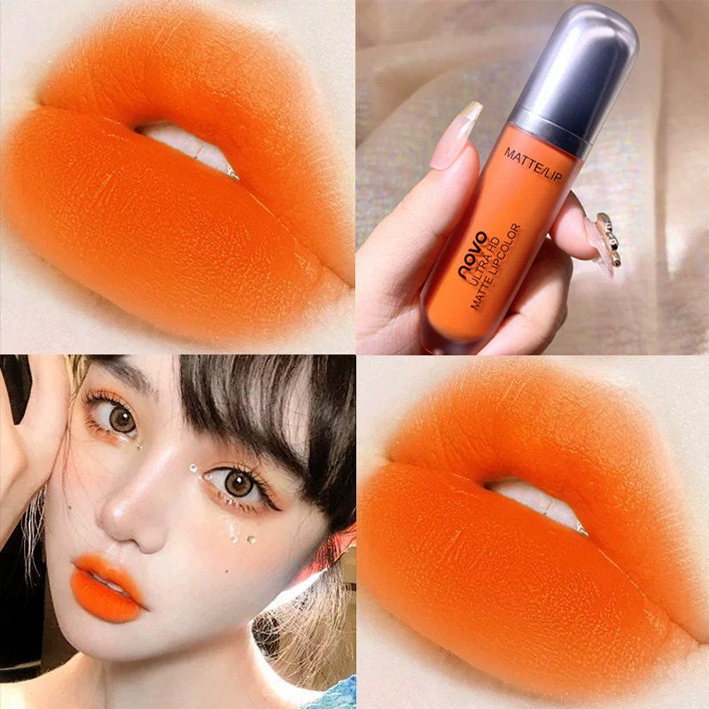 裸橘色胡萝卜色口红元气唇釉女哑光不掉色不沾杯防水橙色番茄南瓜