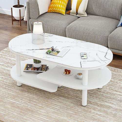 北欧茶几小户型客厅简约现代钢化玻璃阳台椭圆形茶几桌电视柜组合