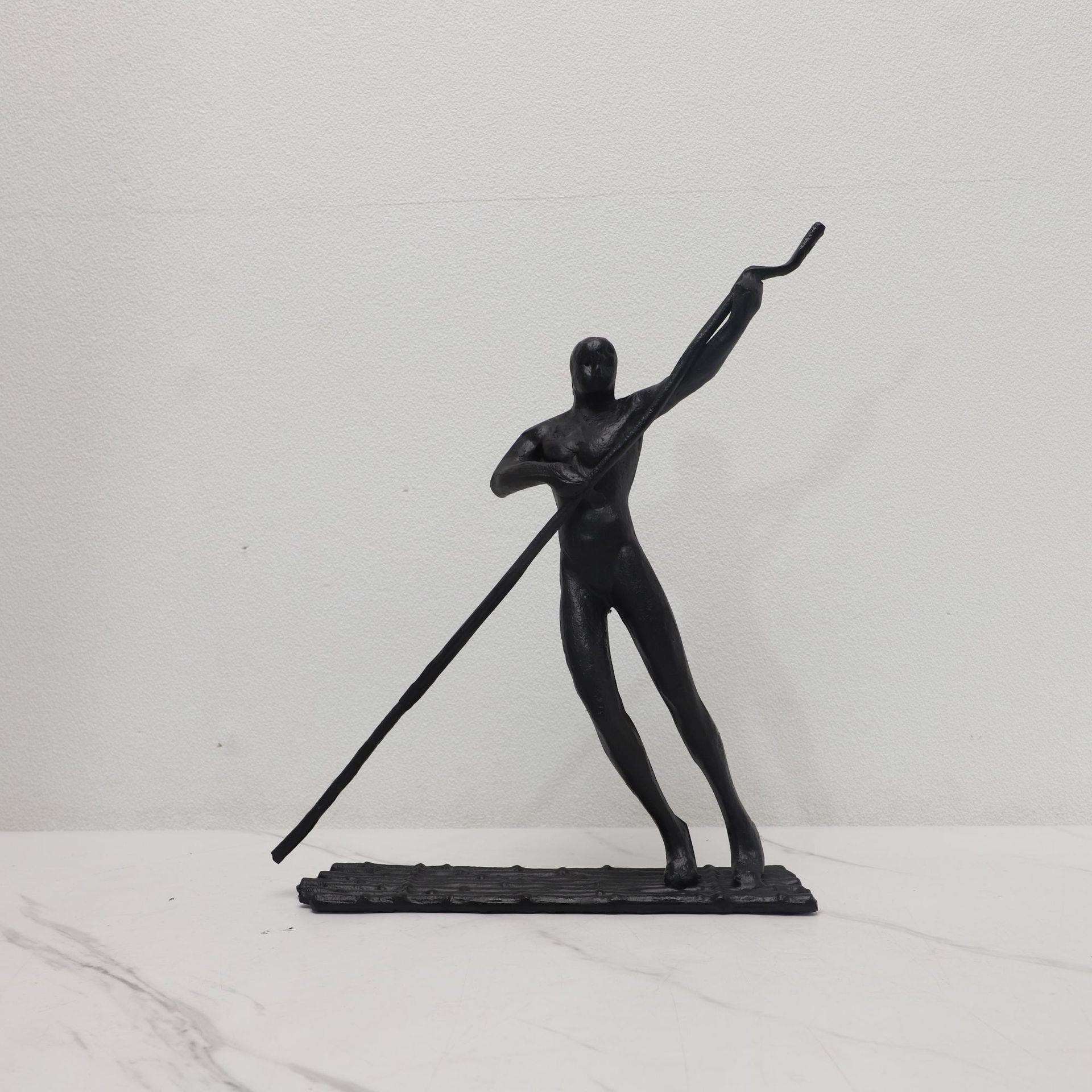 欧式极简金属划船人物摆件样板房电视柜茶几家居客厅工艺品摆件