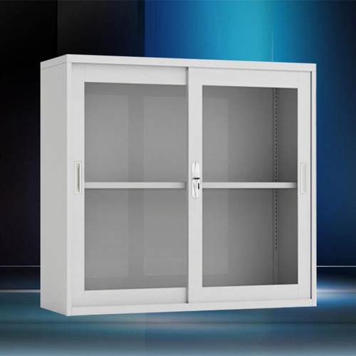 以利铁皮文件柜小矮柜钢制办公储物带锁资料柜玻璃移门档案地柜