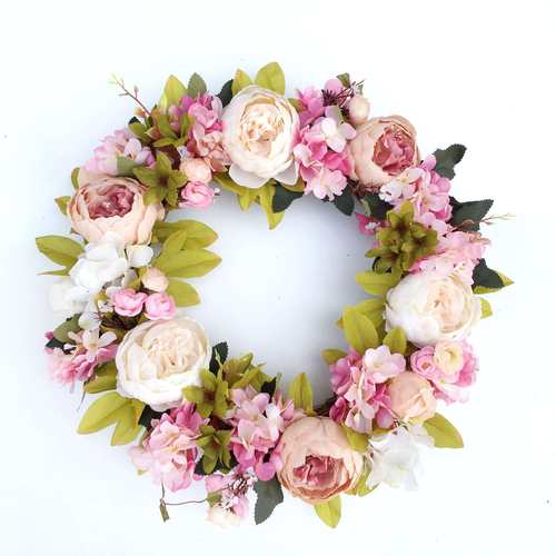 仿真牡丹花环50cm门饰壁饰挂饰烛台门楣花环绢花