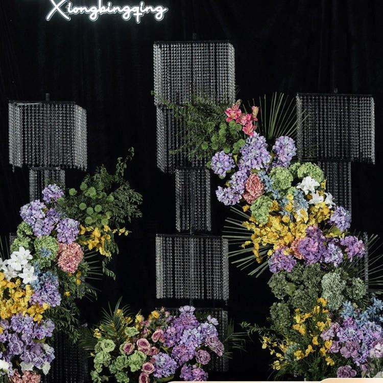 婚庆铁艺珠帘水晶串韶华路引背景道具婚礼支架子布置装饰发光摆件