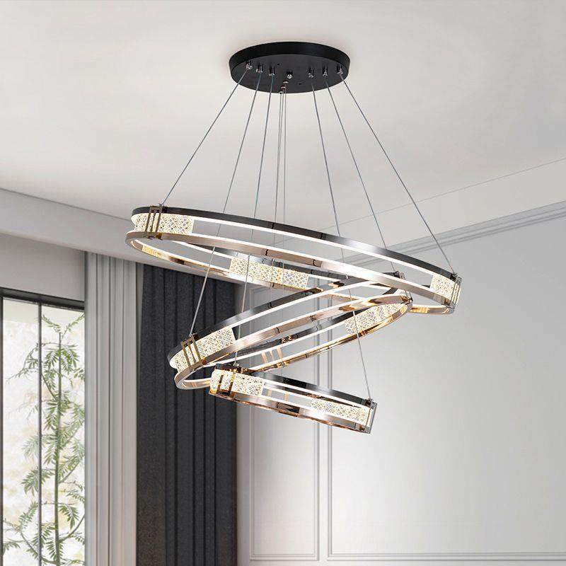 轻奢水晶大厅客厅吊灯2024新款家用灯大气客厅灯铝材电镀组合吊灯