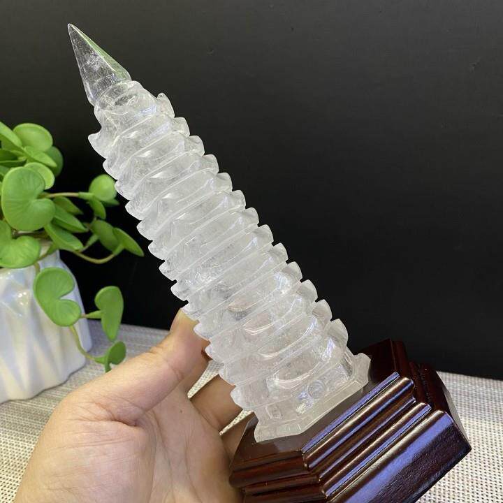 天然粉晶白水晶文昌塔书桌摆件工艺品水晶塔办公家居风水