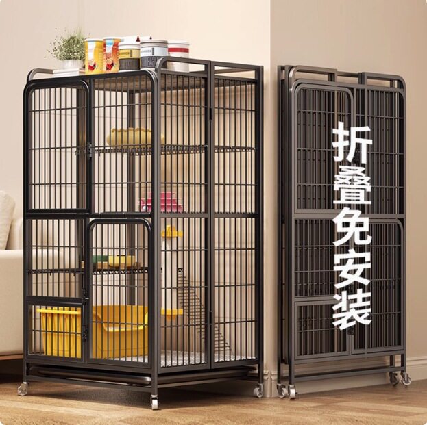 厂家直发家用室内折叠猫笼带猫砂盆超大自由空间加粗加密方管猫笼