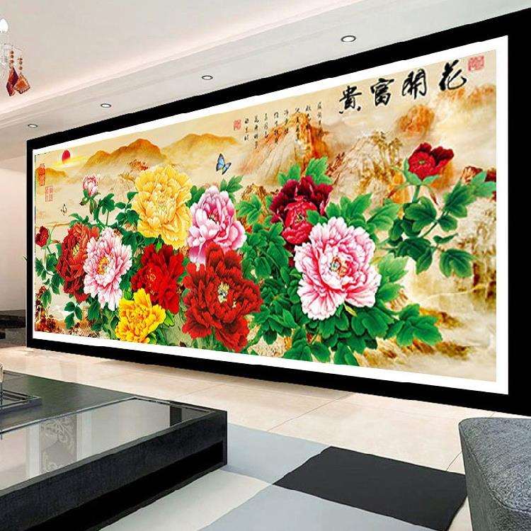 点钻十字绣钻石画满钻客厅大幅牡丹花开富贵砖石秀中国风花卉系列