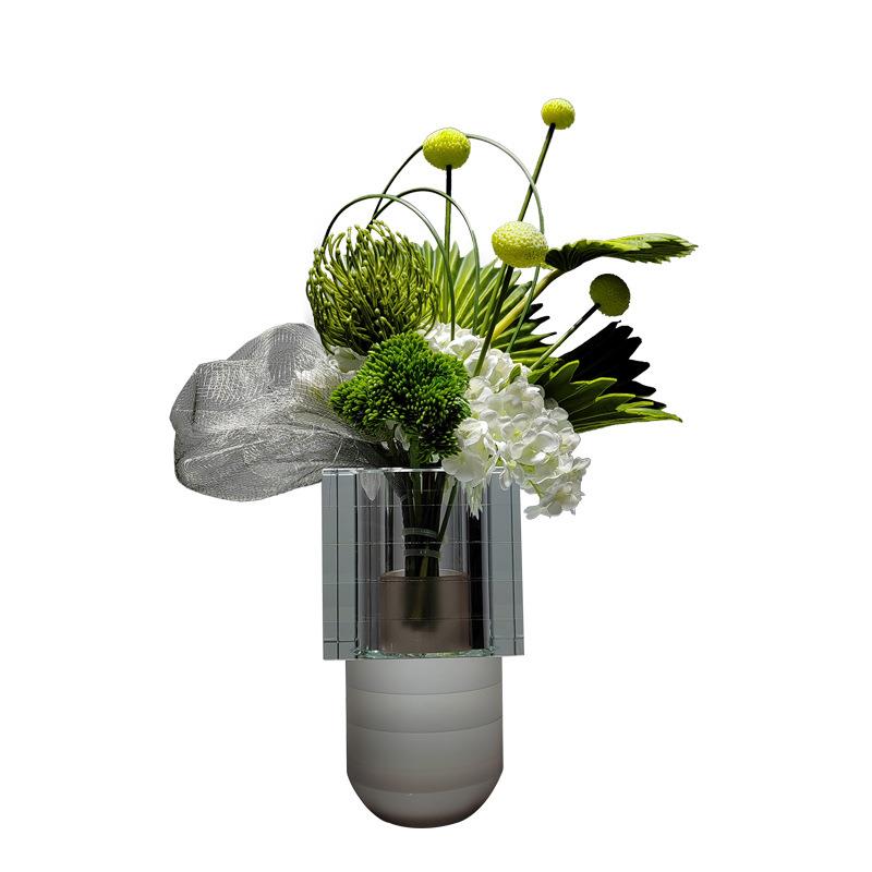 现代轻奢水晶花瓶插花仿真花艺摆件样板间售楼处茶几客厅餐桌摆设