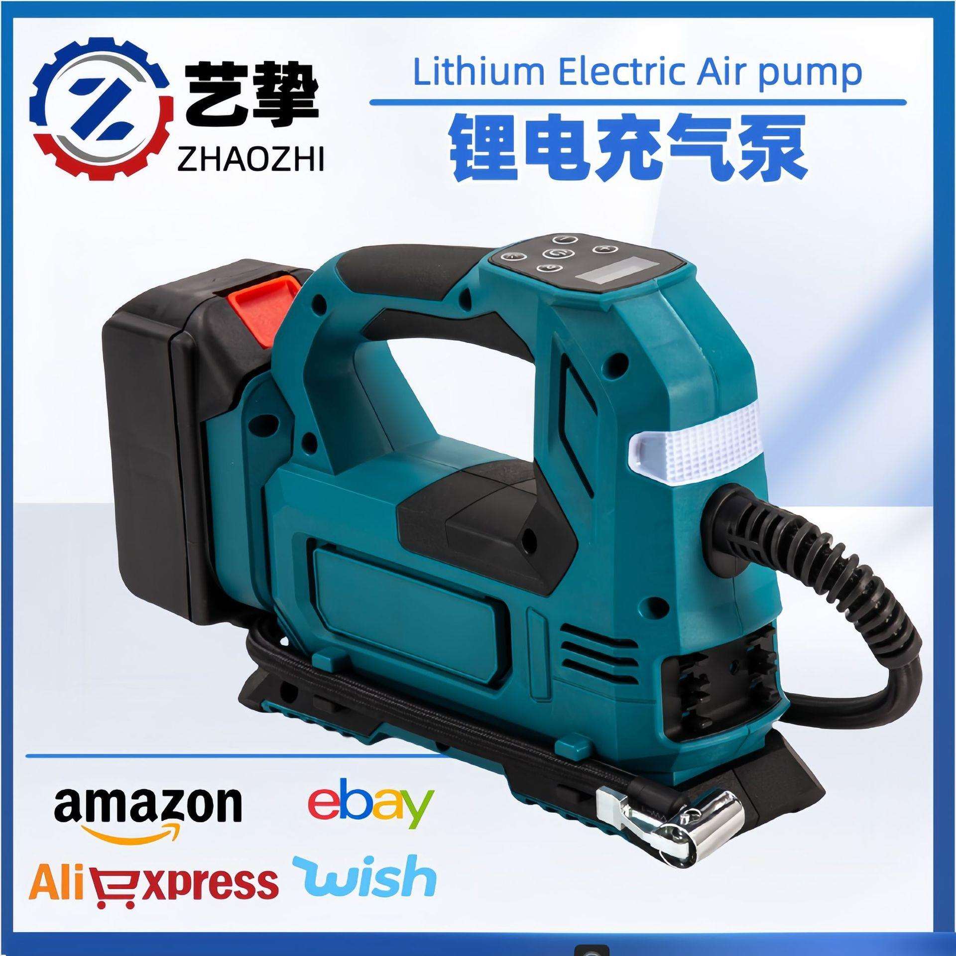 工厂多功能卧式数显车载电动打气泵便携式家用汽车锂电充气泵