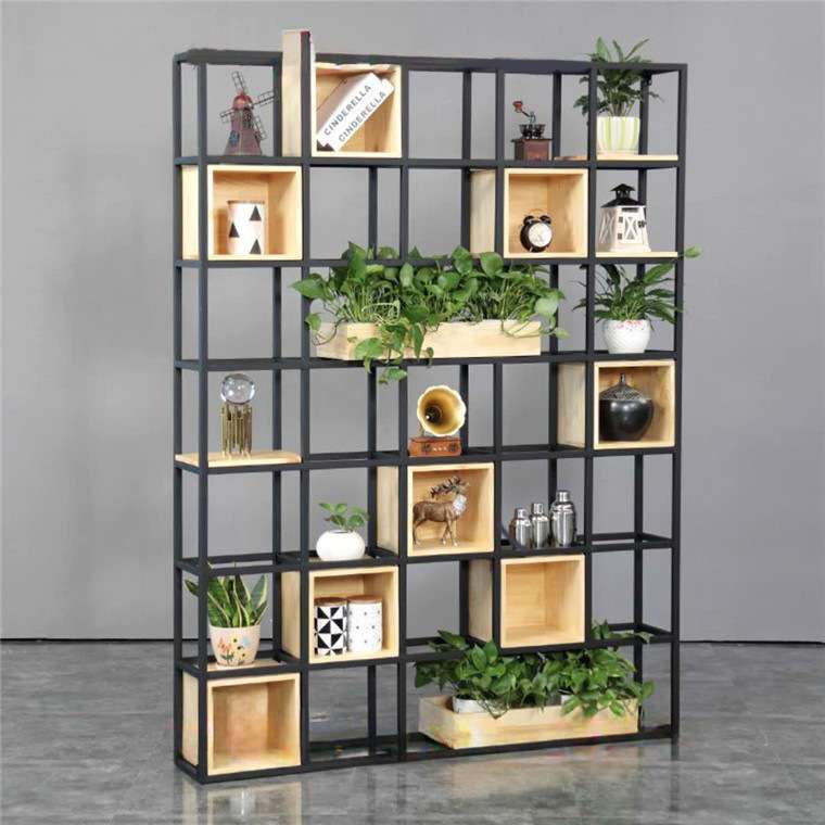 绿植工艺品木制展柜钢木结合货架陶瓷玻璃展示架展陈轻型货架收纳