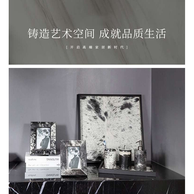 美式家居收纳马毛托盘客厅茶几样板房摆件创意轻奢欧式装饰品套装