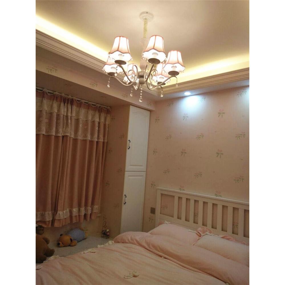 北欧儿童房吊灯女孩公主田园温馨欧式粉色水晶灯网红房间卧室主灯