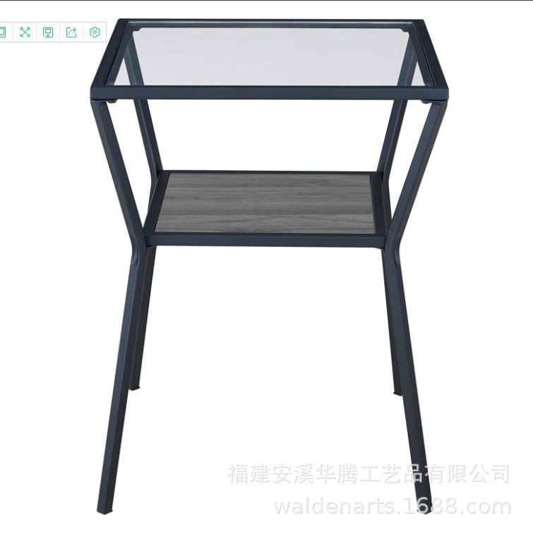 阳台休闲小方桌铁艺玻璃正方形茶几休闲现代简约家用桌几