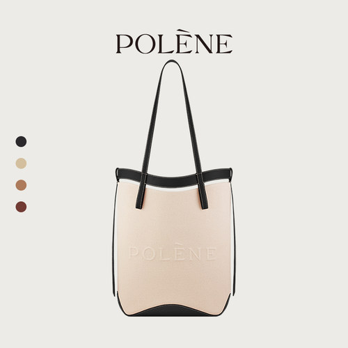 [明星同款]Polene波灵恩Ilo 皮革帆布手提单肩托特包