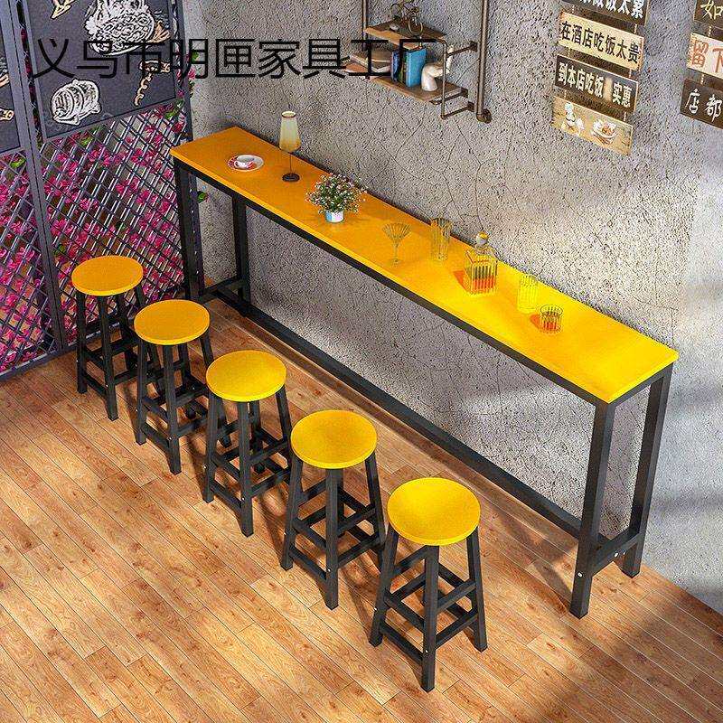 简易靠墙吧台桌商用窄桌子家用长条桌奶茶店桌椅组合高脚吧台严选