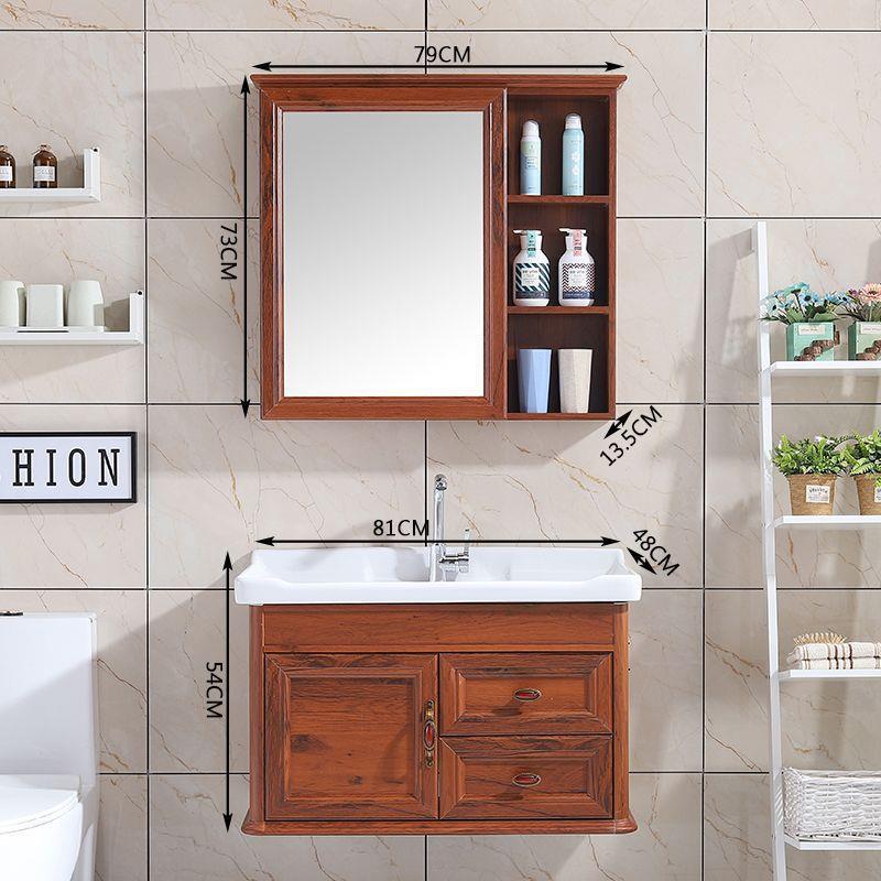 卫生间阳台挂墙式镜箱带置物架防水储物浴室柜洗手洗脸梳妆镜子