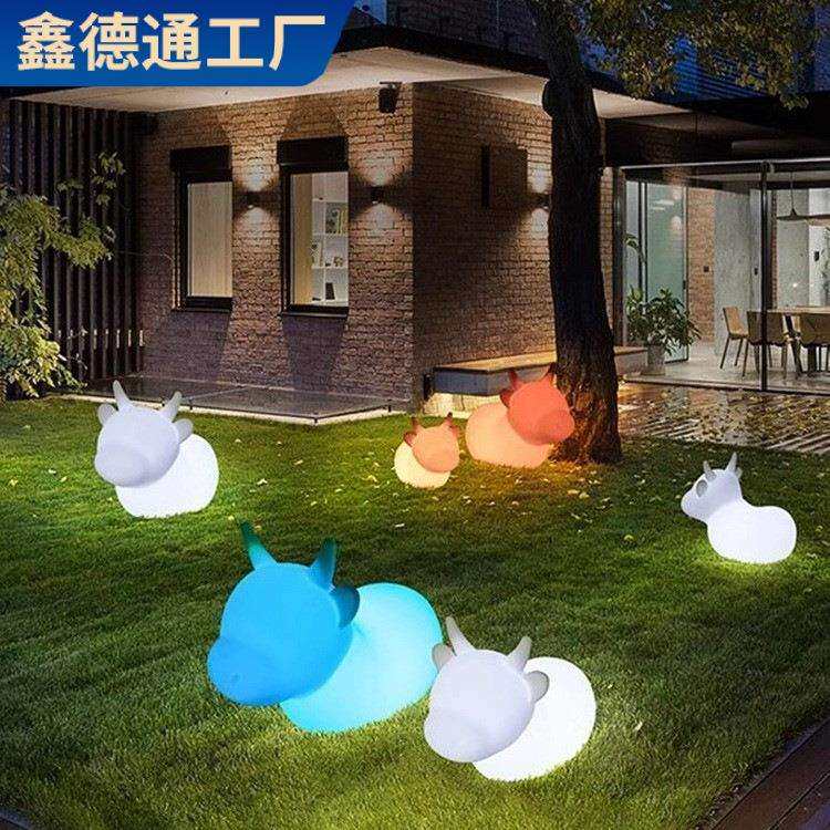 小牛造型灯户外别墅庭院发光牛形坐凳工程亮化卡通动物装饰灯led
