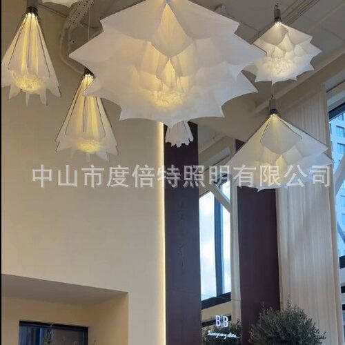开合伞花灯商场机械国外爆品装饰仿真花景观灯创意吊灯机械仿真花