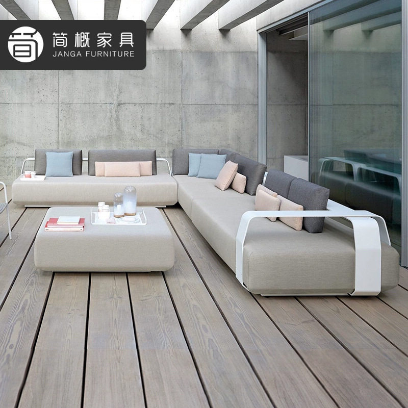 户外酒店露台沙发套装别墅花园庭院沙发家具露天转角沙发休闲沙发