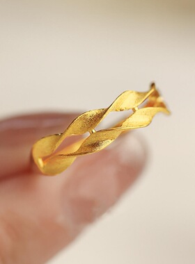 穗穗平安戒指女麦穗铜镀沙金食指戒开口实心原创设计情侣指环礼物