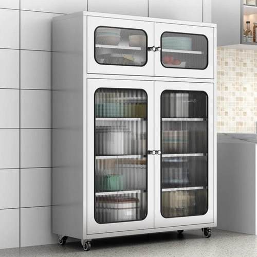 不锈钢厨房碗柜餐边柜家用多功能橱柜可移动餐厅储物柜锅具收纳柜