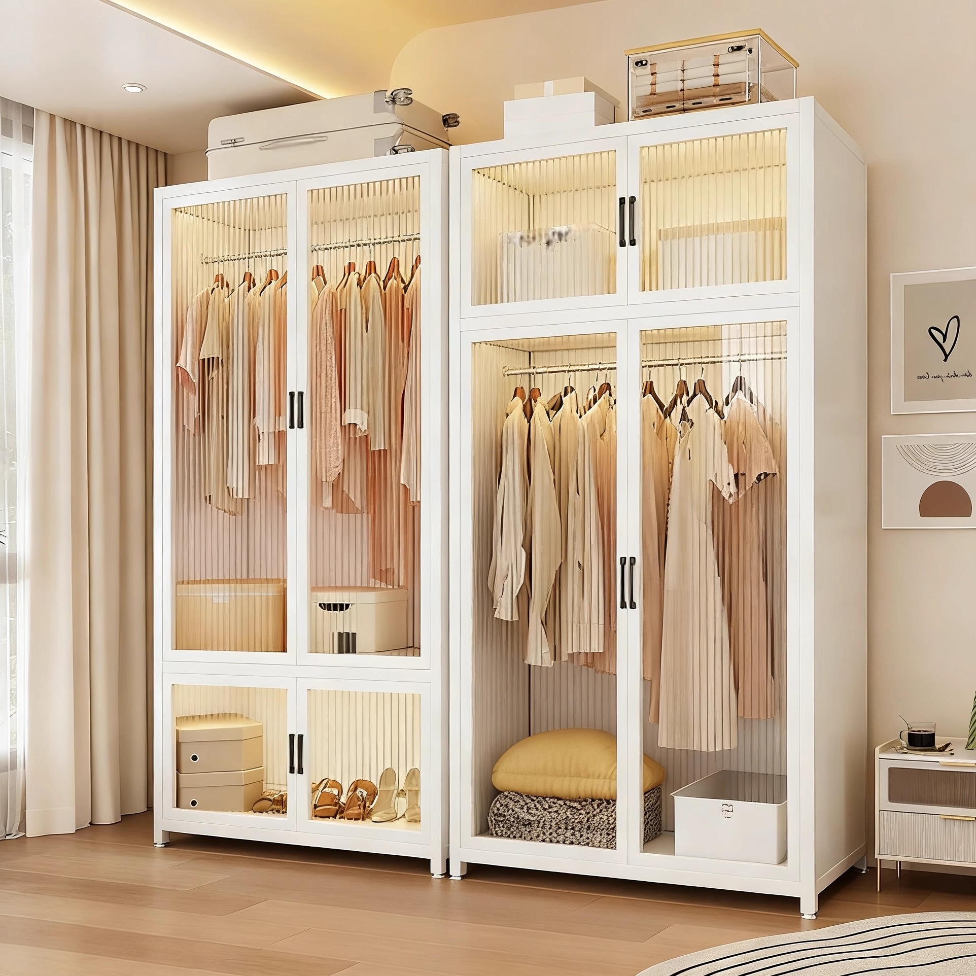 家用钢制衣柜大容量简易储物柜