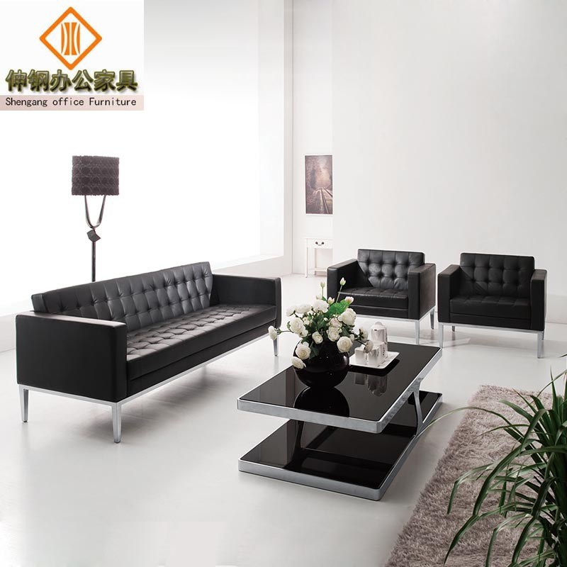 真西皮沙发茶几组合休闲创意转角客厅商务接待会客办公家具