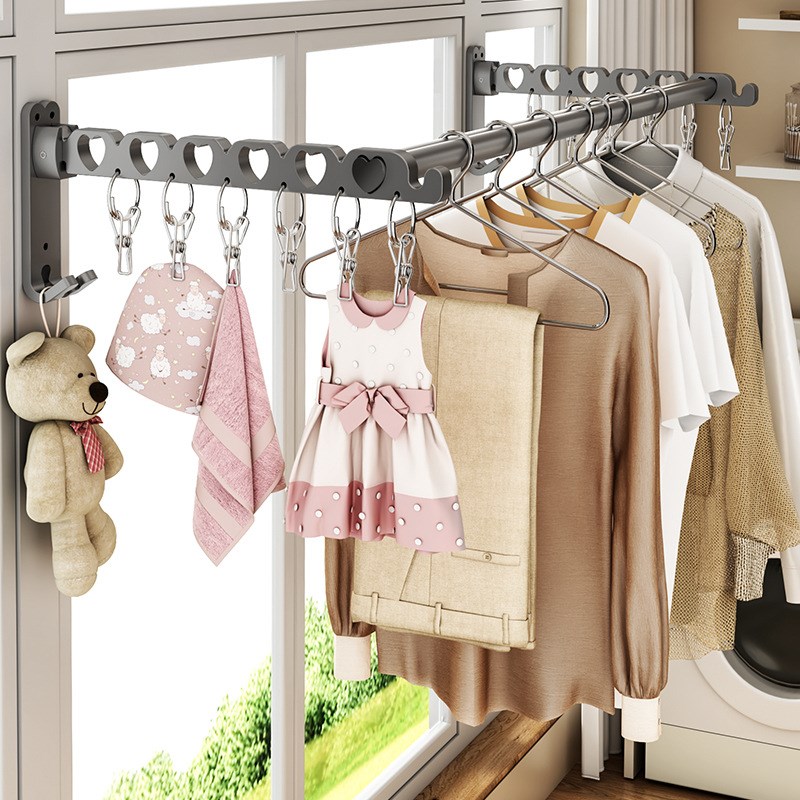 免打孔壁挂款折叠晾衣架卫生间阳台晒衣服衣架子家用生活收纳神器