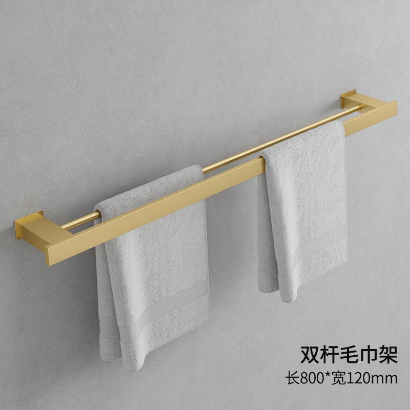 浴室毛巾架免打孔壁挂式加长单杆双杆太空铝卫生间厕所浴巾架
