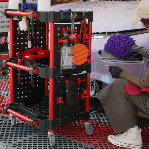 汽车美容小手推车修理厂商用置物架套装加厚三层多功能精洗工具车