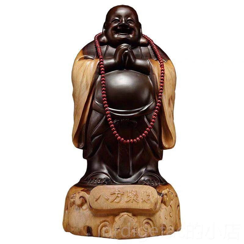 新款黑檀木实佛雕刻弥摆勒佛根雕件大号恭喜笑像工艺品红木家居送