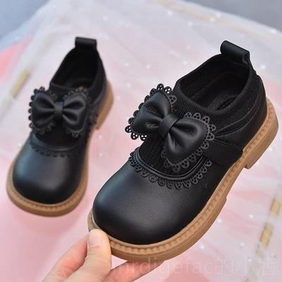 新款真女童皮鞋儿童公鞋洋气童鞋黑色女孩休单闲鞋白色主宝宝演出