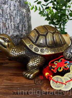 新款铜龟摆件铜乌居龟长寿龟钱 鎮宅摆装饰金手把玩件 客厅办公室