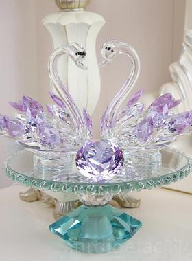 新款创意晶天鹅结婚水件物送闺蜜生日新婚客厅酒柜摆家居装饰工礼