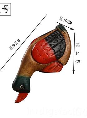 新款泰创意木质水鸭喝子摆件家居客厅办国公室桌面装饰木工雕艺品