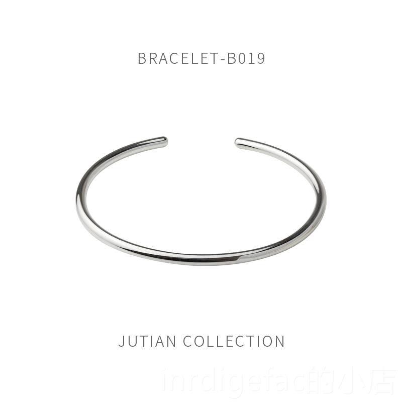 新款JUTIAN 银手n镯女is潮 简约冷淡风光面礼基本款气质百纯搭银