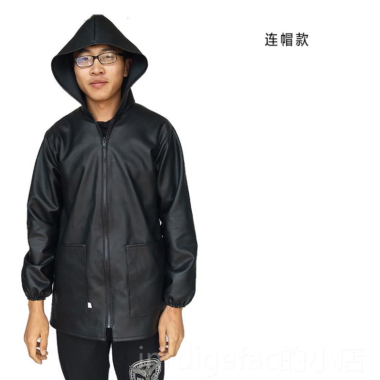 新款邮工PU男士防油防水罩衣皮衣作服洗殖车修包车屠宰养水产防护