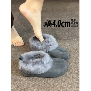 内增高冬季 女2025新款 百搭浅口毛毛鞋 加绒保暖包头拖 怪美主义