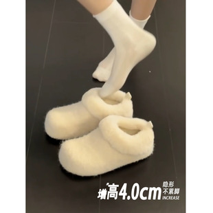 冬季 女2025新款 复古加绒厚底勃肯鞋 保暖防滑雪地棉拖 怪美主义