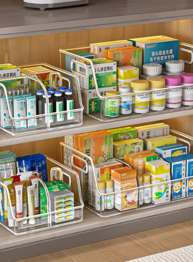 药物收纳盒家用柜内医药箱药品分格整理盒常备储药急救输液置物架