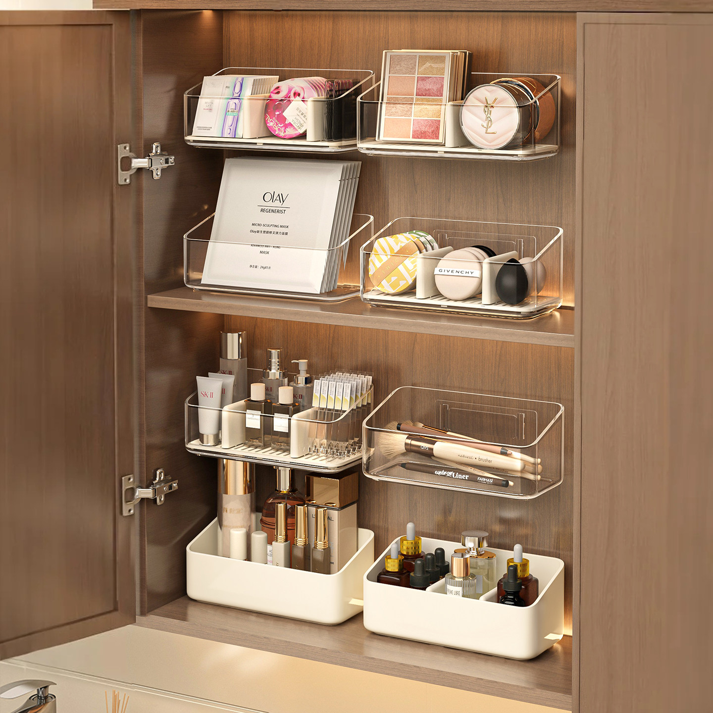 镜柜收纳盒浴室化妆品口红面膜分格整理架卫生间柜内护肤品置物架,收纳整理,镜柜收纳盒,淘宝优惠券,粉丝福利购,淘宝优惠卷