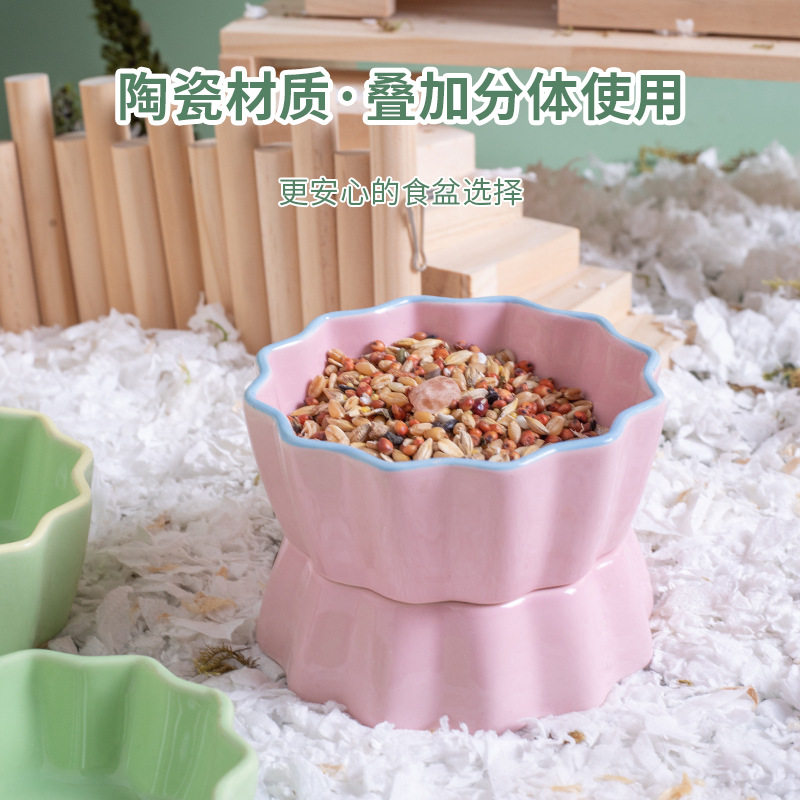 仓鼠饭盆陶瓷粮食盆糖纸食碗防翻蜜袋鼬金丝熊零食饭碗水碗喂食器