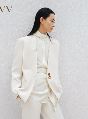 OVV春夏新款女装三醋酸面料无领设计直筒版型西服GTXEJ14004A